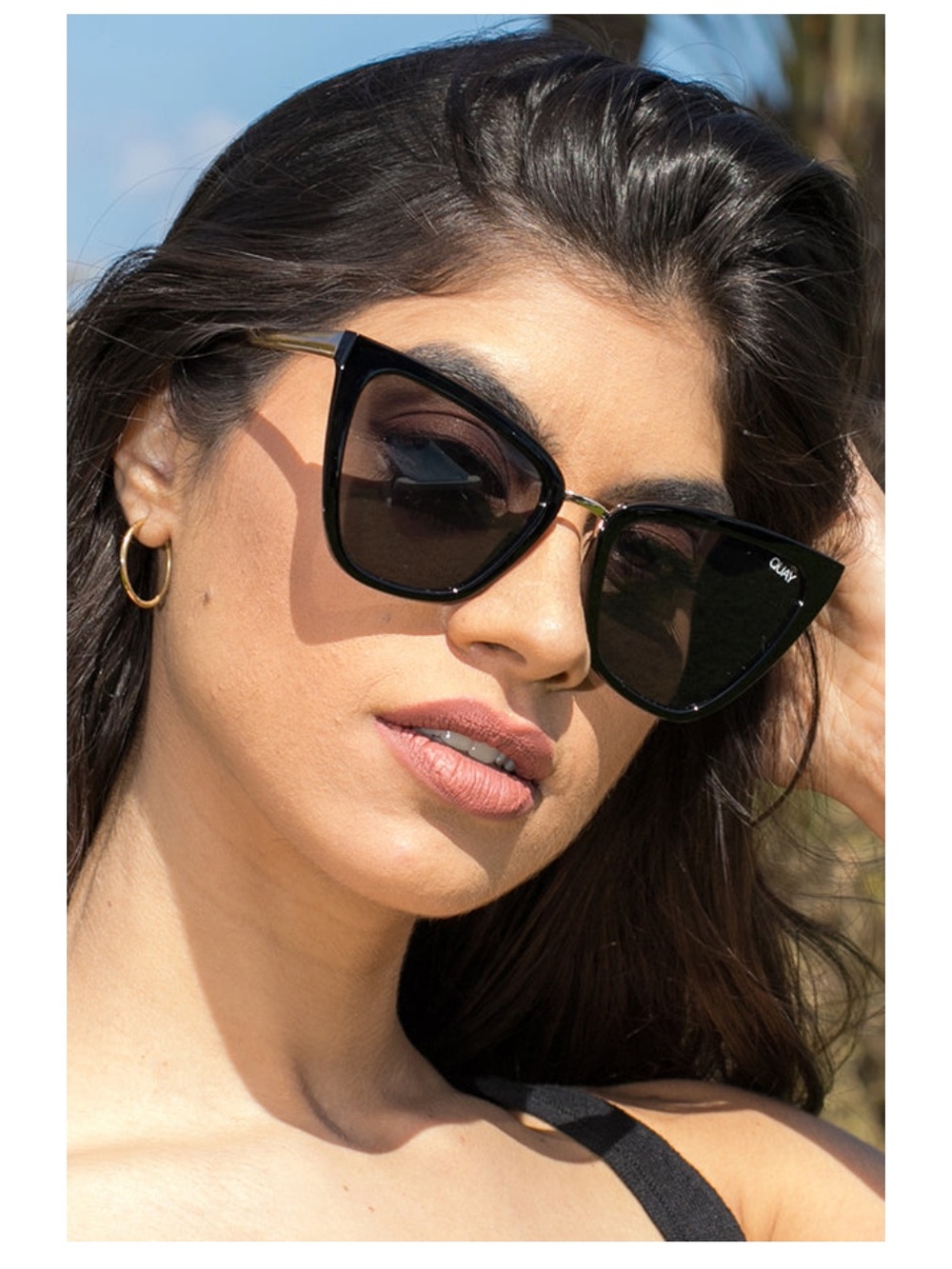 Quay Australia x JLO Reina Black/Smoke Cat-Eye Sunglasses